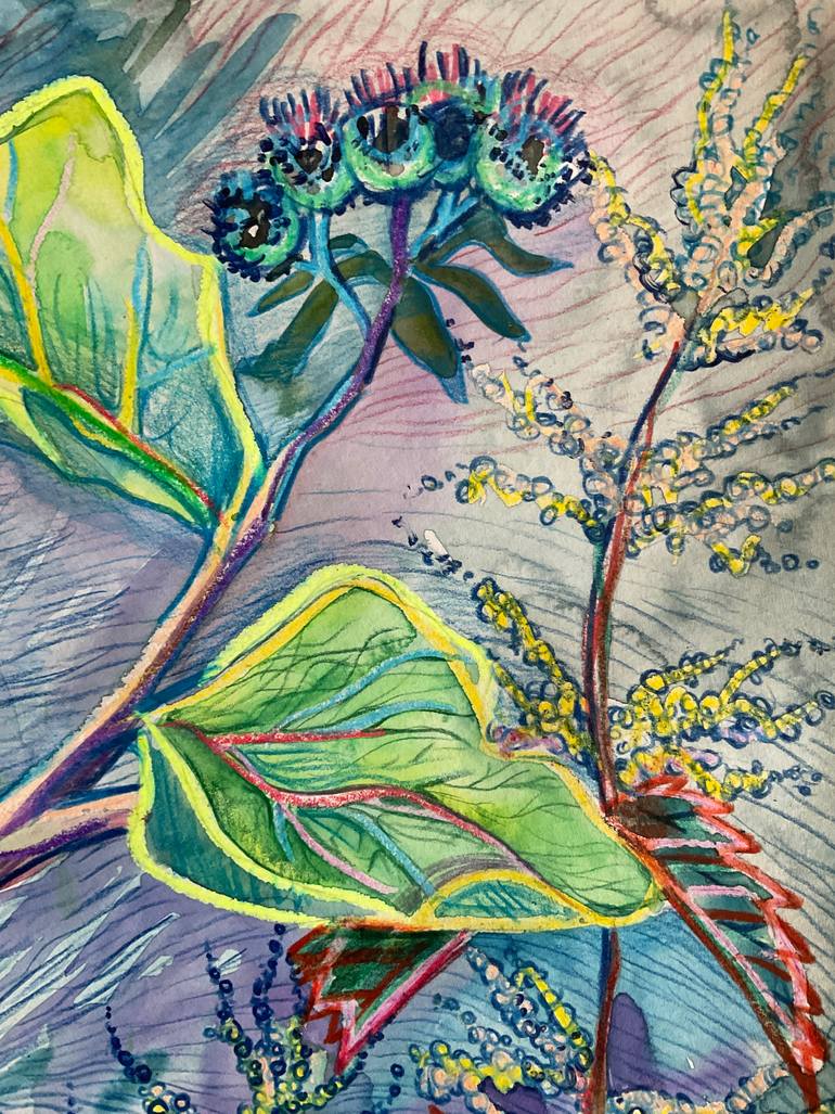Original Expressionism Botanic Drawing by Olga Beltsova
