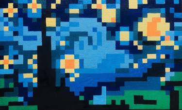 Vincent Van Gogh Starry Night Pixel Art thumb