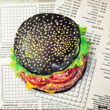 Burger Newspaper Oil Painting Modern Kitchen American Fast Food thumb