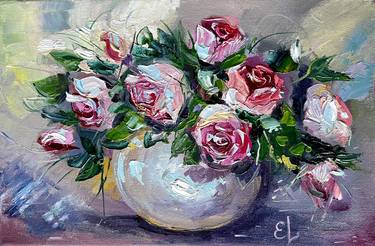 ROSES - small oil painting on canvas thumb