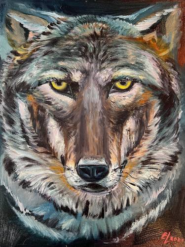 Wolf oil painting /wall decor / interior artwork thumb