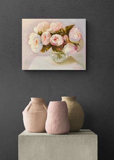 PINK PEONIES IN A VASE thumb