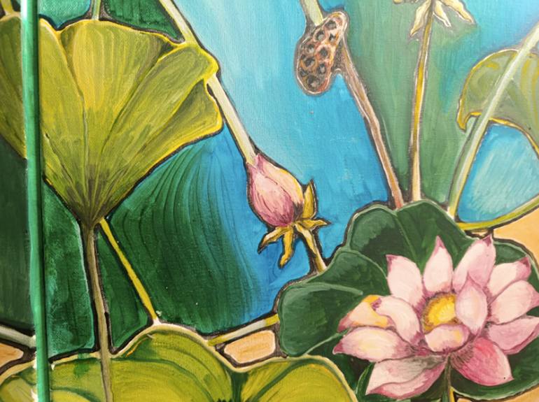 Original Art Deco Botanic Painting by Maria Ludovica Pennacchia