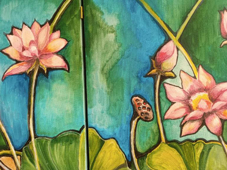 Original Art Deco Botanic Painting by Maria Ludovica Pennacchia