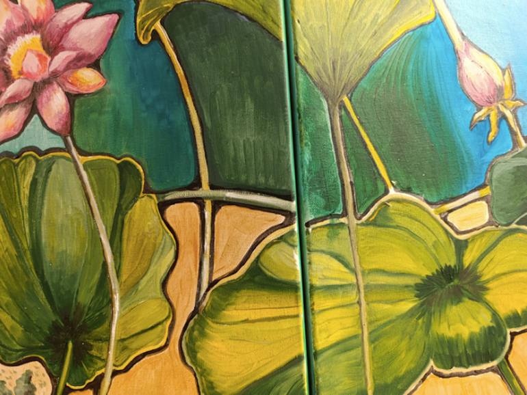 Original Art Deco Botanic Painting by Maria Ludovica Pennacchia