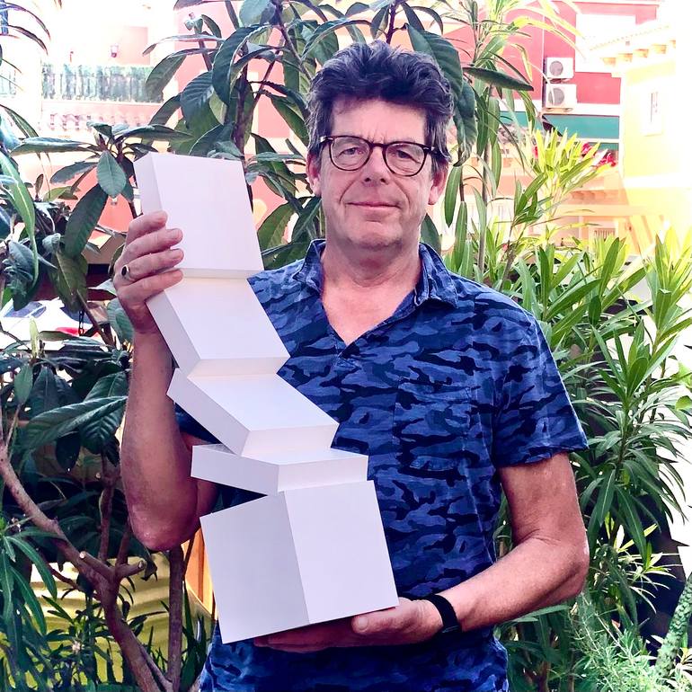 Original Geometric Abstract Sculpture by Ed Hennekens