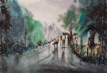 Print of Impressionism Rural life Paintings by Prabhas Parappur