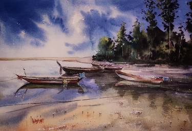 Print of Seascape Paintings by Prabhas Parappur