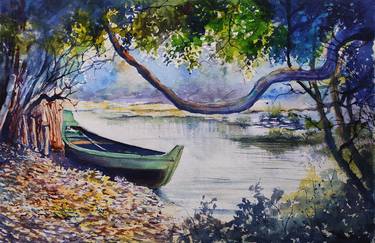 Original Impressionism Boat Paintings by Prabhas Parappur