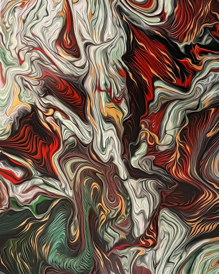Modern abstract canvas pour painting, fiery flames, 16x20, Fluid art,  Original art Canvas Print