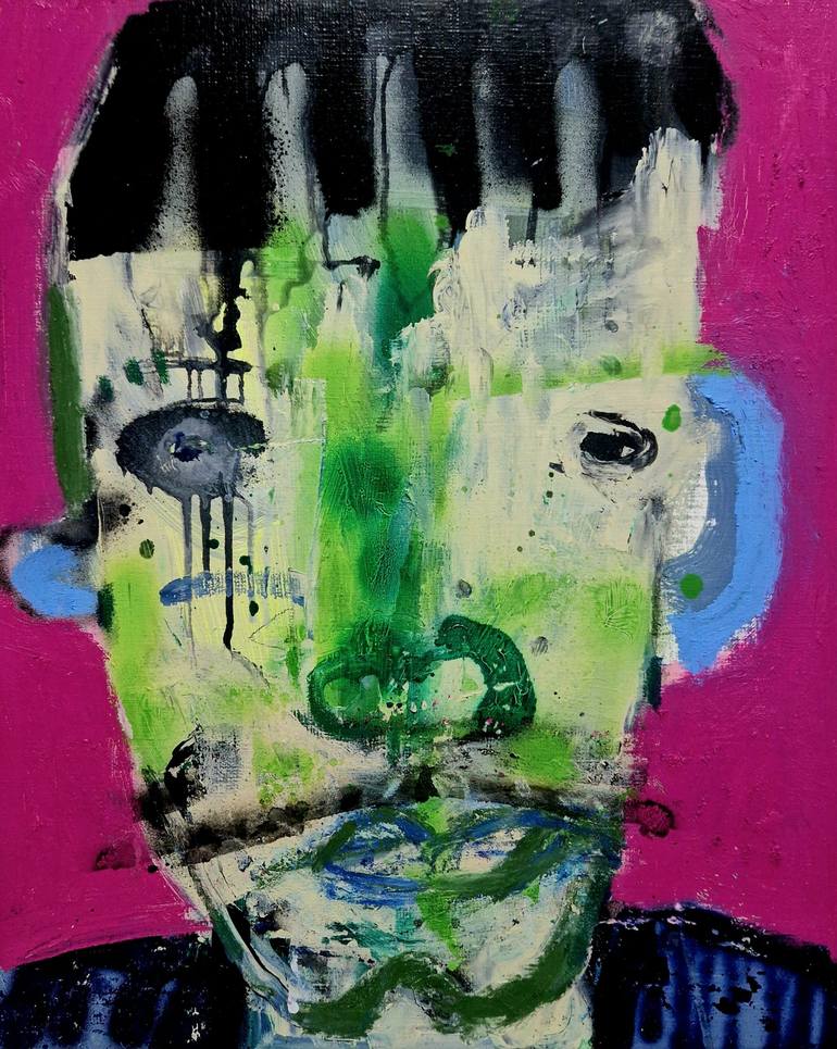 Original Men Painting by Magda Reshka | Abstract Expressionism Art on Canvas | Bad Boy 27