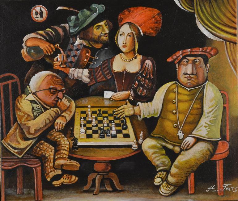A Game of Chess | Pakistani Oil Painting | Pakistan Wall Art | Indian  Painting | Turban Painting | Punjab Art | Lahore Painting | Sindhi Art