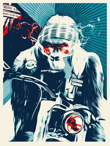 Original Pop Art Motorbike Mixed Media by Vladislas Art