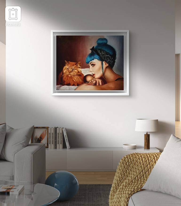 Original Photorealism Cats Painting by Laura Segatori
