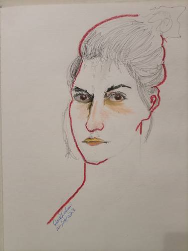 Original Modern Portrait Drawings by Qaiser Jan