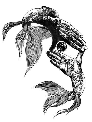 Print of Fish Printmaking by Monika Onoszko