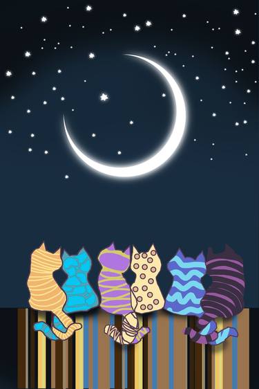Original Contemporary Cats Digital by Mandeep Pannu