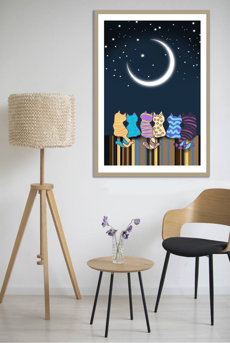 Original Contemporary Cats Digital by Mandeep Pannu
