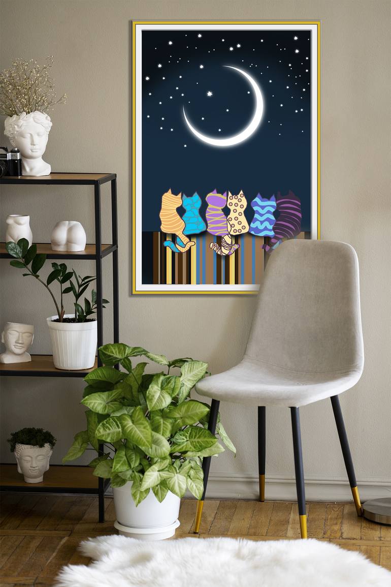 Original Contemporary Cats Digital by Mandeep Pannu