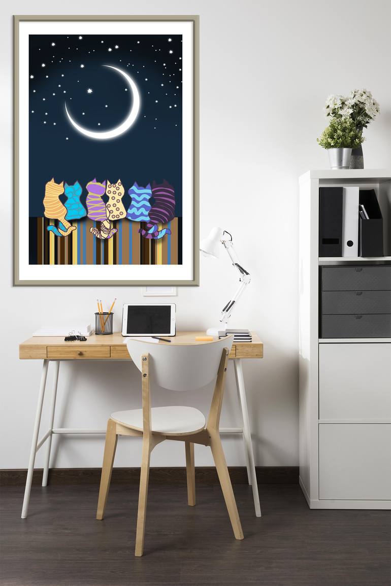 Original Contemporary Cats Digital by Mandeep Pannu