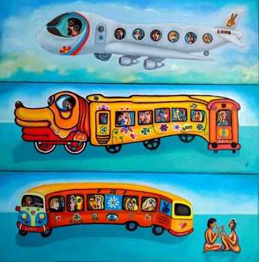 Original Conceptual Airplane Paintings by modern art