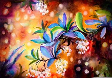 Original Abstract Expressionism Floral Paintings by Mrinmay Sebastian