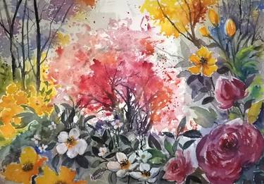 Print of Expressionism Floral Paintings by Mrinmay Sebastian