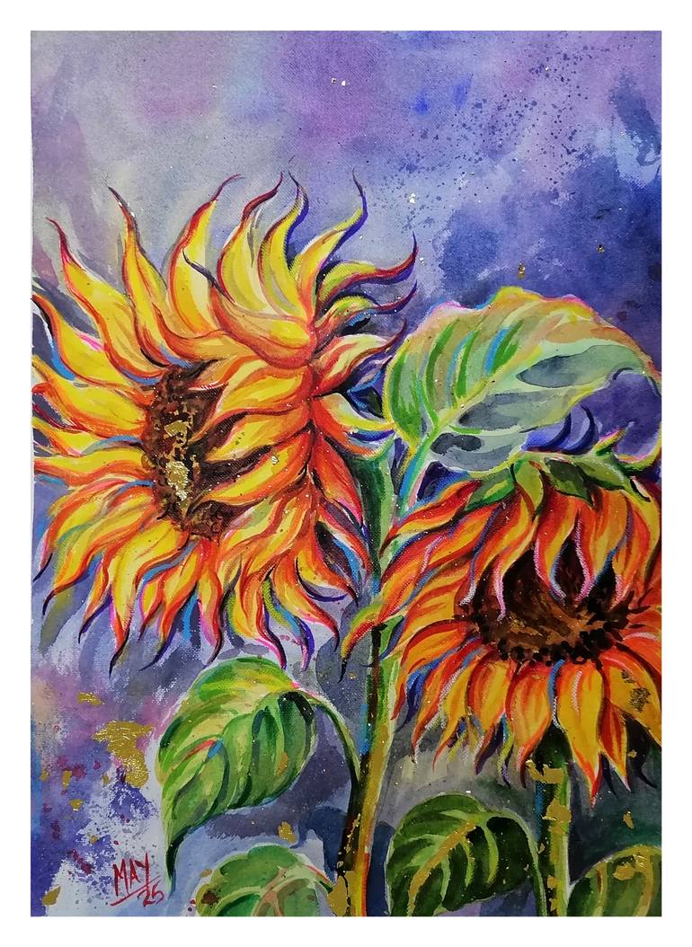 Original Contemporary Floral Painting by Mrinmay Sebastian