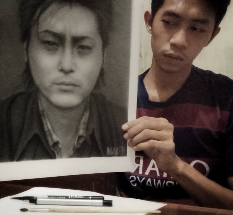 Original Figurative People Drawing by Hernawan Palastian