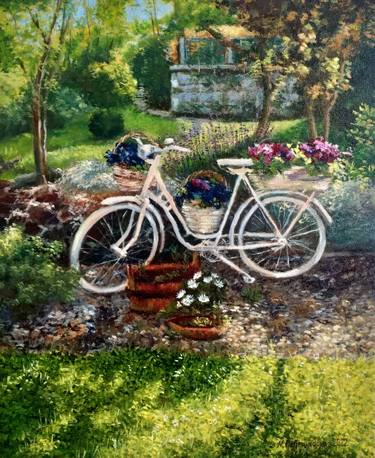 Print of Impressionism Bike Paintings by Nadezhda Gellmundova