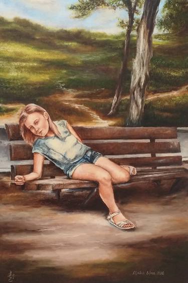 Tired model, oil painting thumb