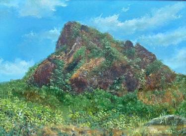 Mount Bořen from the lookout, oil painting thumb