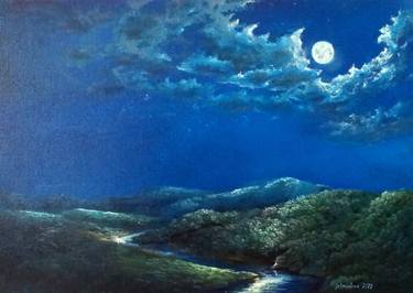 Full moon, oil painting thumb