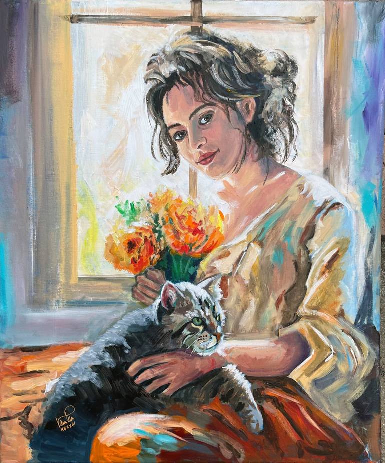 Original Figurative Cats Painting by VANNI PULE