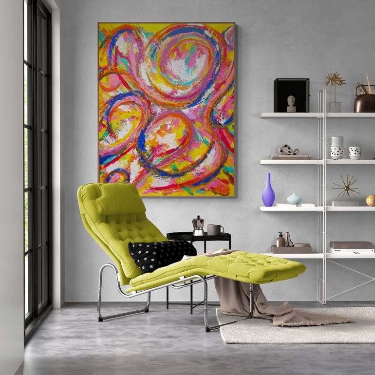 Original Art Deco Abstract Painting by Uke Maulina Indriani