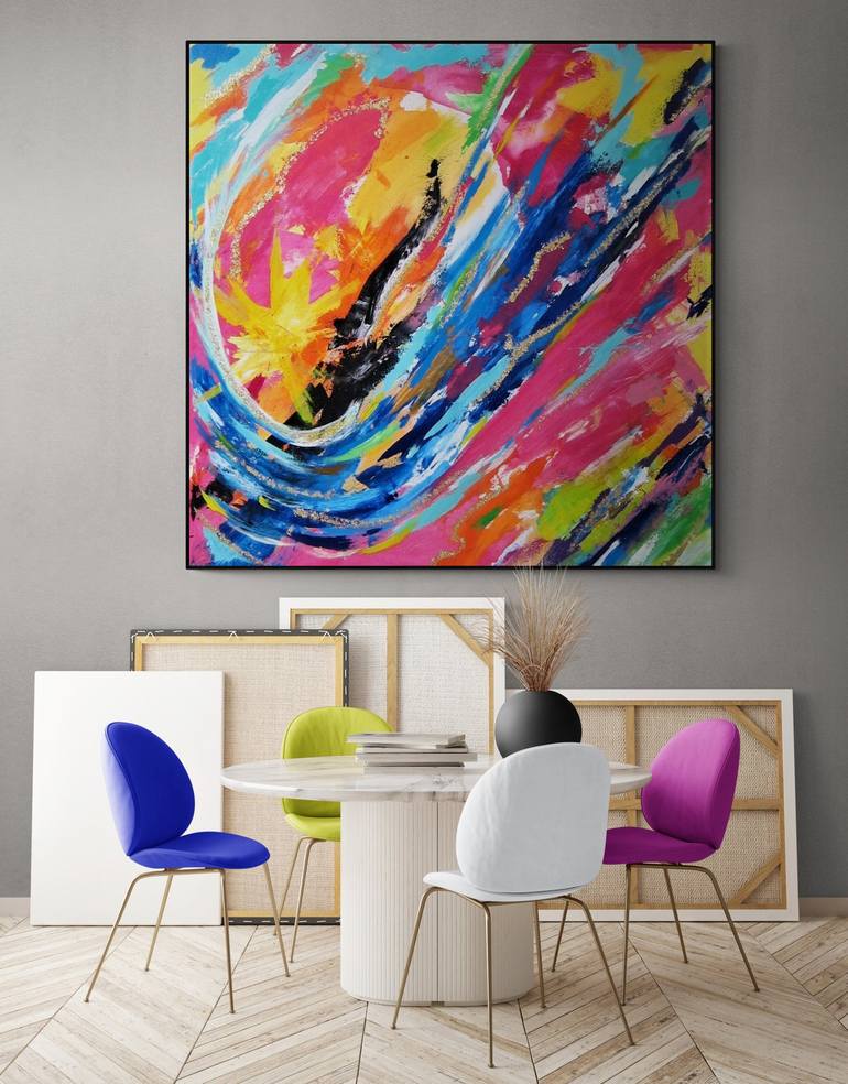 Original Art Deco Abstract Painting by Uke Maulina Indriani