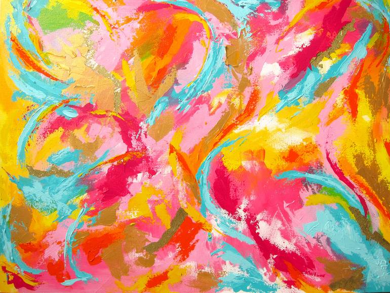 Original Art Deco Abstract Painting by Uke Maulina Indriani