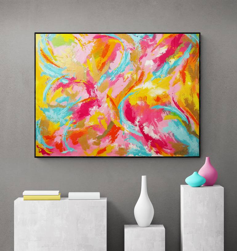 Original Art Deco Abstract Painting by Uke Maulina Indriani