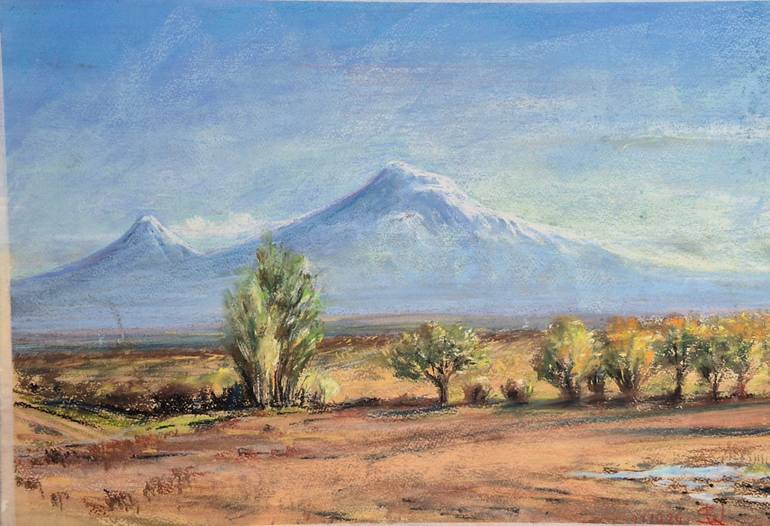 Twin Peaks of Mount Ararat in Autumn Drawing by Tigran Abramyan ...