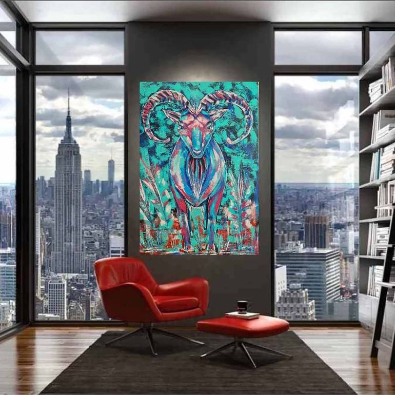 Original Abstract Expressionism Animal Painting by Eugenia Chicu Touma