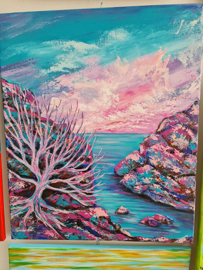 Original Abstract Expressionism Landscape Painting by Eugenia Chicu Touma