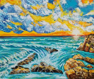 Print of Seascape Paintings by Eugenia Chicu Touma