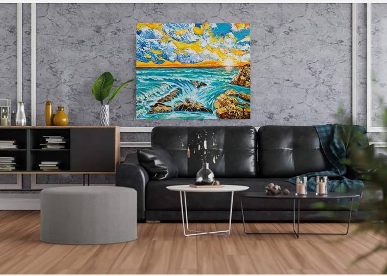 Original Expressionism Seascape Painting by Eugenia Chicu Touma