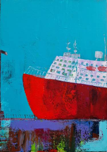 Print of Boat Paintings by Eugenia Chicu Touma