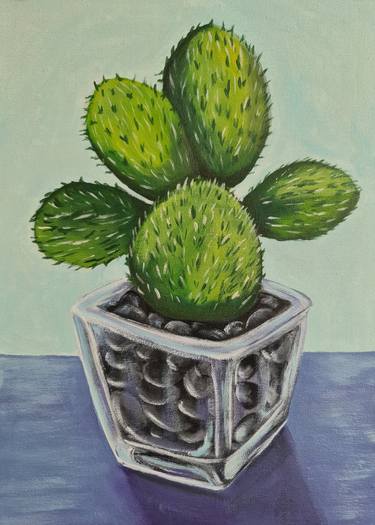 Cactus Painting, Botanical painting, Pot Plants, Succulents thumb