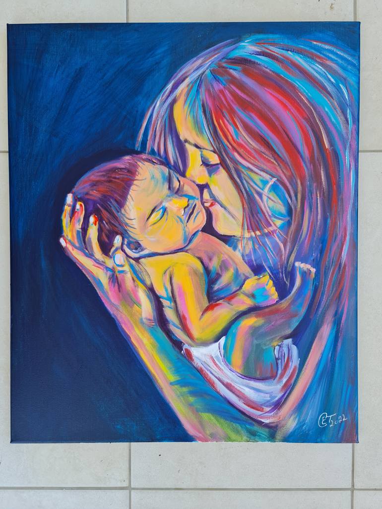 Original Expressionism People Painting by Eugenia Chicu Touma