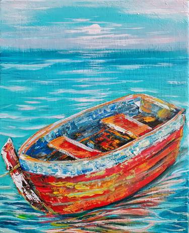 Print of Boat Paintings by Eugenia Chicu Touma