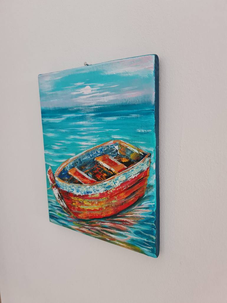 Original Boat Painting by Eugenia Chicu Touma