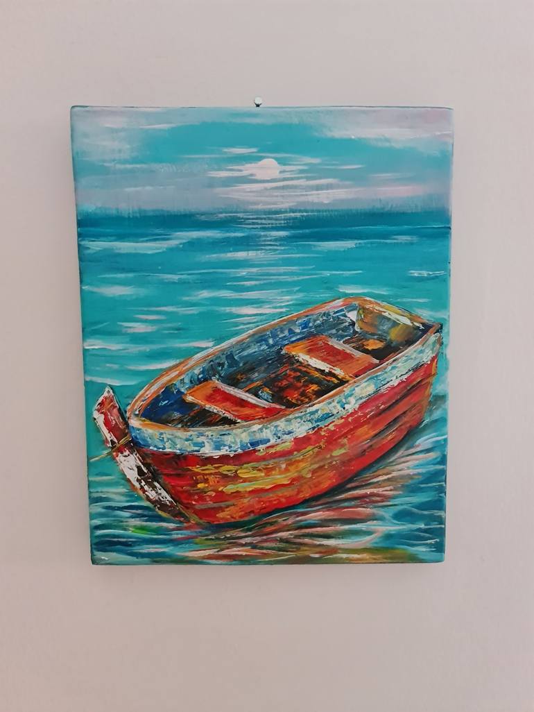 Original Boat Painting by Eugenia Chicu Touma