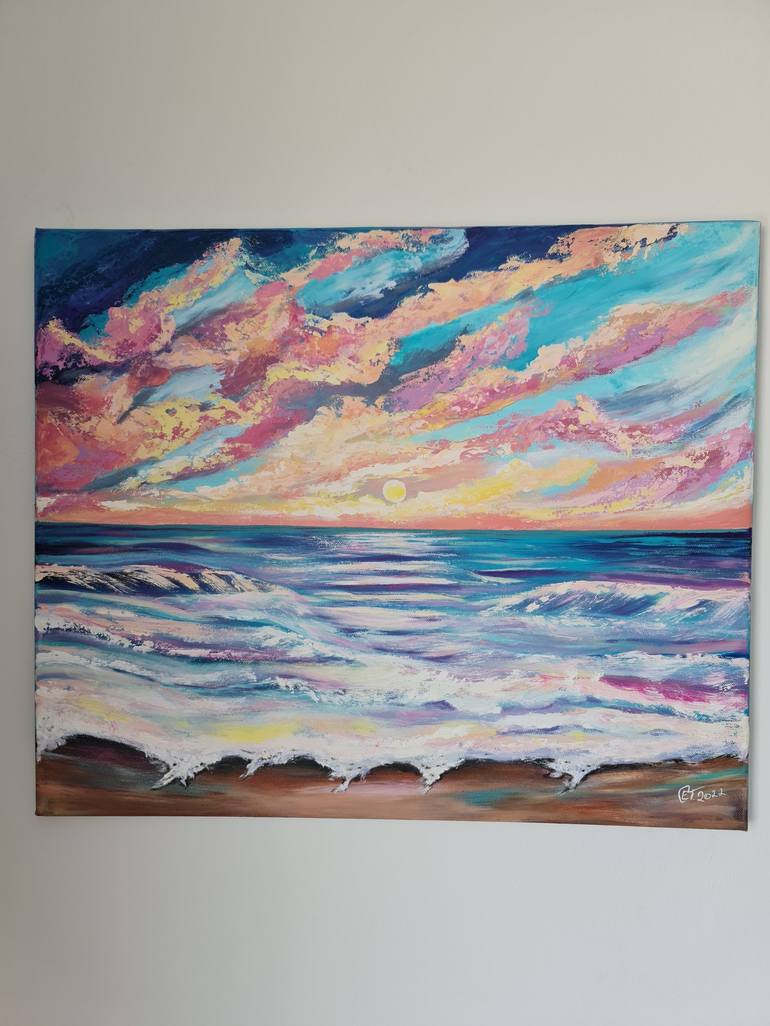 Original Impressionism Beach Painting by Eugenia Chicu Touma